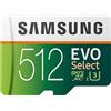 SAMSUNG EVO Select - Scheda di memoria microSDXC UHS-I U3 100MB/s Full HD e 4K UHD da 512 GB, con adattatore (MB-ME512HA)