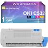 Woungzha Compatibile Cartuccia toner C532 C542 MC563 MC573 Sostituzione per Oki Okidata C532dn C542dn MC563dn MC573dn (1 Ciano)