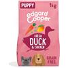 Edgard Cooper Cibo Secco per Cuccioli - (Anatra & Pollo, 1kg), Senza Cereali, Supplemento per Articolazioni & Ossa per Cani, carne fresca, ricco di aminoacidi essenziali per un intestino sano