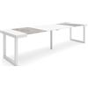 Skraut Home | Consolle allungabile | Tavolo consolle allungabile | 300 | Per 14 persone | Gambe in legno | Stile moderno | Bianco e cemento