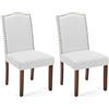 Sweetcrispy Sweetcripy - Set di 2 sedie per sala da pranzo imbottite, in pelle, con intaglio e gambe in legno, per camera da letto, soggiorno, sala da pranzo, colore: Grigio