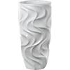 DRW Vaso da pavimento con onde in ceramica bianco lucido 33x33x70cm