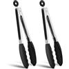 Cheerhom 2 pinze per barbecue in acciaio inox, 26 cm, da cucina, con blocco, con manico in silicone resistente al calore e punta in silicone per barbecue e cucina