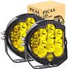 PICAA LED Luce da Lavoro 2pcs 5 Pollici 50W LED ambra Giallo Luce da lavoro Bar Side Shooter Off Road Spot Flood Combo Driving Lamp Fari fendinebbia impermeabili per Jeep Truck ATV SUV Car