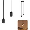 SSC-LUXon PARU - Lampadario a sospensione vintage a 2 luci, colore nero, design con cavi in tessuto regolabili in lunghezza e attacchi E27