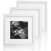 VUVUZULA Set di 3 cornici portafoto in legno bianco 15 x 15 cm, cornice quadrata in MDF con passepartout 10 x 10 cm