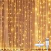 Kimuwote Tenda Luminosa 2x2 m, 200 Led Impermeabile LED Catena Luminosa Luci Cascata per Decorare Interni e Esterni Nozze, Festa, Tenda Luminosa Decorazioni San Valentino e Natale Decorazioni(Bianco Caldo)
