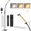 Mojimdo Lampada da Terra Touch Control con Telecomando [3 Colori e 10 Luminosità] Lampada da lettura LED Sottile da Terra, Timer 1H Lettura Piantana per Camera da Letto, Ufficio-Adattatore Incluso