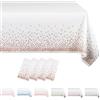 MORAINJAY 4 pz Bianco Tovaglia a Pois in Rosa Oro,Antimacchia Impermeabile Feste Tovaglia in Plastica,137x274cm Rettangolare Tovaglia per Natalizia Party,Interni Esterni Giardino Ristorante Decor