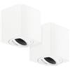 GeyouLux Faretti GU10 da Soffitto Bianco, 80x84mm Faretti da Superficie Quadrati, Orientabili 30°, Plafoniera 230V con Attacco GU10, Spot in Alluminio, Senza Lampadine, 2 Pezzi