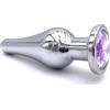 BONDAGERIE® Sextoy Plug Anale in Alluminio lungo affusolato, con diamante Lilla, sacchetto incluso, Taglia S