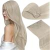 LaaVoo Extension Capelli Veri Clip, Biondo Platino, 50cm 150g 7pcs, Capelli Naturali, Lunga Durata, per Cerimonie Importanti, Colore 60
