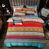 Gafance Set copripiumino con stampa floreale indiana, per letto matrimoniale, stile esotico bohémien, 200 x 200 cm, set di biancheria da letto chic a scacchi, ultra morbido, con chiusura a cerniera, 3