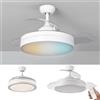 Planetitaly Ventilatore da Soffitto, LED CCT 56W DA 3000K A 6500K, Lampadario Ventilatore da Soffitto Ventilatore Silenzioso Dimmerabile Plafoniera con Ventilatore Telecomando, Bianca Lampada con Timer