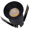 VR VETRINEINRETE Vetrineinrete® Faretto 1 led COB ad incasso 3 watt mini spot punto luce tondo nero luce bianca 6500k calda 3000k e naturale 4000k (Luce Calda 3000k)