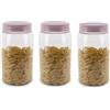 VIRSUS 3 Contenitori per Alimenti Rotondo Portapasta 081A, capacità 1,5 L, Coperchio Chiusura ermetica, Senza BPA, Barattolo Multiuso per Pasta, Biscotti, Cereali (Rosa)