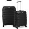 RONCATO B-FLYING Set 2 trolley Medio e Cabina Espandibili 4 Ruote, Rigidi con Chiusura TSA - NERO