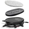 Leogreen - Dispositivo per raschiatore 4 in 1 multifunzione 8 persone, pietra per grigliare, piastra griglia, piastre frittelle, 8 padelle, compatibili con lavastoviglie, 900 W