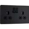 British General BG Electrical PCDMB22B - Presa a muro con doppio interruttore, senza viti, nero opaco, 13 A, PCDMB22B