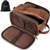 Elviros Borsa da Toilette Uomo Impermeabile in PU, Beauty Case Grande per Viaggio con Organizzatore, Borsa Igiene Personale per Palestra e Lavoro, Marrone scuro, 24 * 14 * 14cm