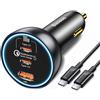 Baseus 160W Carica Batteria per Auto 3 Porte, QC5.0 PD3.0 PPS USB Accendisigari Caricabatterie Auto, Caricatore Auto USB C per iPhone 15 14 13 Pro Samsung S24 S23 Ultra iPad MacBook Pro Tablet etc