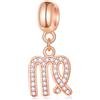 GLOWDAS Vergine Zodiac Sign Charms si adatta Pandora Snake Chain Bracelet - Rose Gold 925 Collana in argento Sterling Pendant, 12 Constellation Dangle CZ Perline di compleanno, regali per la vacanza/laurea