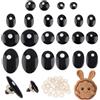 PH PandaHall 120 pz Occhi di Sicurezza In Plastica, 12 Stili Occhi Artigianali Occhi All'Uncinetto Ripieni Neri per Amigurumi, Fantoccio, Animale di Peluche e Orsacchiotto, Ovale/Piatto Rotondo