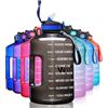 ETDW - Borraccia da 3,78 litri, con cannucce, senza BPA, 3,78 l, riutilizzabile, con indicazione del tempo, grande borraccia sportiva con manico resistente,