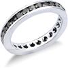 Gioielli di Valenza Anello eternity a binario in oro bianco 18k con diamanti neri