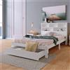 AB Store Letto Singolo con Cassetti e Rete a Doghe, Libreria, Senza Materasso, 90x200 cm, Bianco
