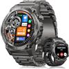 DEKELIFE Smartwatch Uomo Militare, 1.46 Orologio Con Chiamata Bluetooth, 500mAH IP68 Impermeabile 120 Modalità Sportive, Cardiofrequenzimetro SpO2 e Sonno, per Android iOS, Nero