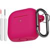 KOKOKA Custodia Case Compatibile con AirPods 4 2024 con Kit di Pulizia, Case Cover Protettiva in Morbido Silicone per AirPods 4ª Generazione con Moschettone, LED Anteriore Visibile, Watermelon Red