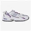 NEW BALANCE SCARPE UNISEX 530 COLORE BIANCO ARGENTO VIOLA LAVANDA