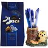 NARAMAKI Baci Perugina Regalo Festa del Papà 2025 - Gufo In Resina 10x8x6 + Baci Perugina 125g - Regalo Uomo e Donna Compleanno (Gufo Porta Penne)