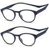 NEW VISION 2 Pack Occhiali Da Lettura Con Calamita, CE, UV400, Stile Classico per Uomo Donna, NV3312 (2BLU, 1, Diottria)