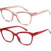 NEW VISION 2 Pack Occhiali da Lettura Donna, Occhiali Anti Luce Blu Donna, Occhiali Lettura con Cerniere a Molla, NV1157 (Tiffany+Rosso, 3.5, x)