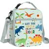 Clastyle Borsa Termica Porta Pranzo Bambini Scuola Dinosauro Borsa Frigo Piccola Ragazzo Ragazza Vulcano Portatile, Dinosauro Verde