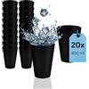 S&S-Shop 20 bicchieri di plastica riutilizzabili 0,4 l, colore nero