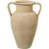 DRW Vaso da pavimento con manici in ceramica beige sabbia 28x28x40cm
