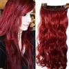 SEGO 17 Inch 43cm One Piece Clip Hair Extension Capelli Lunghi Veri Mossi [Rosso Scuro] Fascia Unica con 5 Clip Ondulati 3/4 Full Head 120g