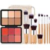 EnMart 6 Colori Arrossire Tavolozza e 6 Colori Lunga Tenuta Correttore Crema Concealer Palette, Evidenziatore Cipria Trucco, con 11 Pennelli Trucco, Contouring Viso Correttori Makeup Gift