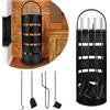 YARDIN Set di posate per camino, in acciaio inox, 5 pezzi, accessori per camino, moderni, con struttura, pala, scopa, pinza per camino e grembiule, colore: nero