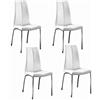 STONES HOME FURNITURE, Set 4 Sedie Imbottite in Similpelle con Gambe in Metallo Verniciato, Sedie Sala da Pranzo e Ufficio, Multiuso, Modello Viva, Colore Bianco, 43 x 44 x 92 cm