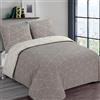 VISION - Parure copripiumino reversibile - Hugo Beige - Copripiumino matrimoniale 240 x 220 cm con 2 federe assortite 65 x 65 cm - 100% cotone
