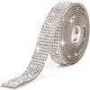 Noewmub Strisce di nastro con strass di cristallo, 1,8 m, autoadesive, scintillanti strisce di strass per decorazione fai da te, decorazione, regalo, telefono, matrimonio (1 cm argento)