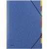 DONAU 8649119-10 - Cartella portadocumenti Premium con elastico, con 9 divisori/scomparti, formato A4, colore: blu, in cartone pressspan 500 gsm/tensionatore angolare con gomma/confezione da 1 pezzo