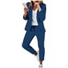 Vhersily Tailleur Completo Maniche Lunghe Blazer Donna Sportivo Giacca Lungo Carriera Giacca Blazer Curvy Pantaloni E Giacca da Cerimonia Curvy Completo Tailleur Pantalone