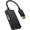 ICY BOX IB-AC1031 - Adattatore 3 in 1 per porta display HDMI (4K Ultra HD), DVI-D o VGA (Full HD), nero nero nero