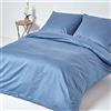 HOMESCAPES Parure da letto in raso di cotone egiziano a 1000 fili, copripiumino 150 x 200 cm e 1 federa 80 x 80 cm, colore: blu
