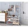 cecaro group Appendiabiti Ingresso Attaccapanni Panca Scarpiera 4 Ripiani - Design Funzionale e Stile Moderno - Bianco